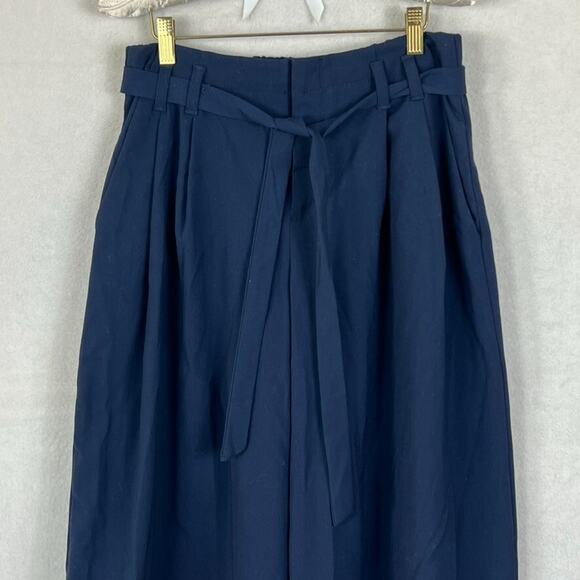 GAP Pants Women's Size 8 True Indigo Wide Leg Cropped Belted Tie Front Flowy - Picture 3 of 14